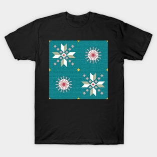 Geometric retro stars on turquoise, seamless pattern T-Shirt